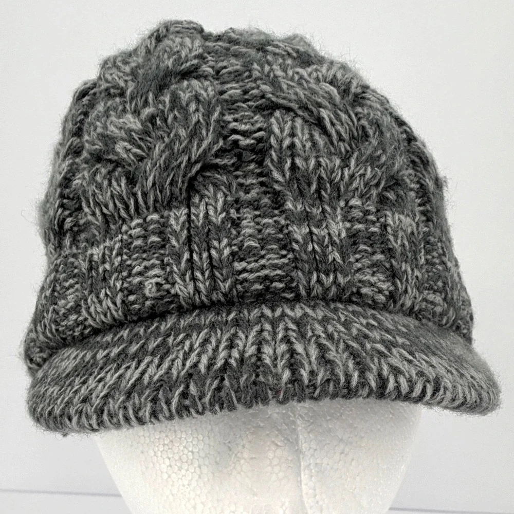 Adidas ClimaWarm Womens Cable Knit Visor Beanie Hat Lot Gray Ivory